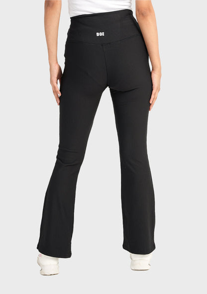 High Waist Ribbed Flare  Pants