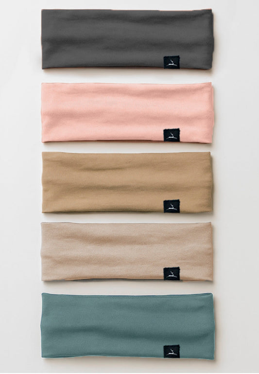 Doe Cotton Lycra Stretch Headbands – Set of 5 Colors